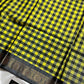 Chinnalampattu | Vegan Silk Saree – Yellow & Grey Checks