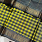Chinnalampattu | Vegan Silk Saree – Yellow & Grey Checks