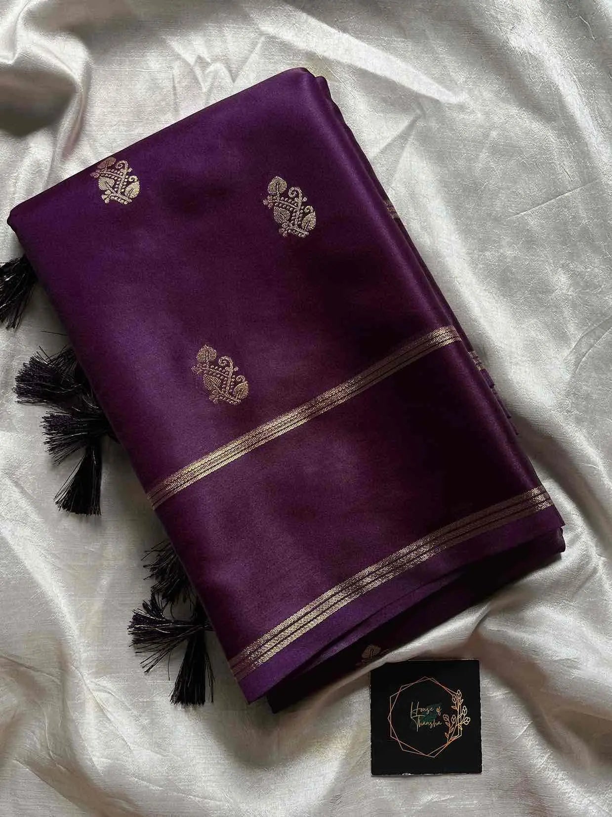Crepe Silk Saree – Dark Berry Purple
