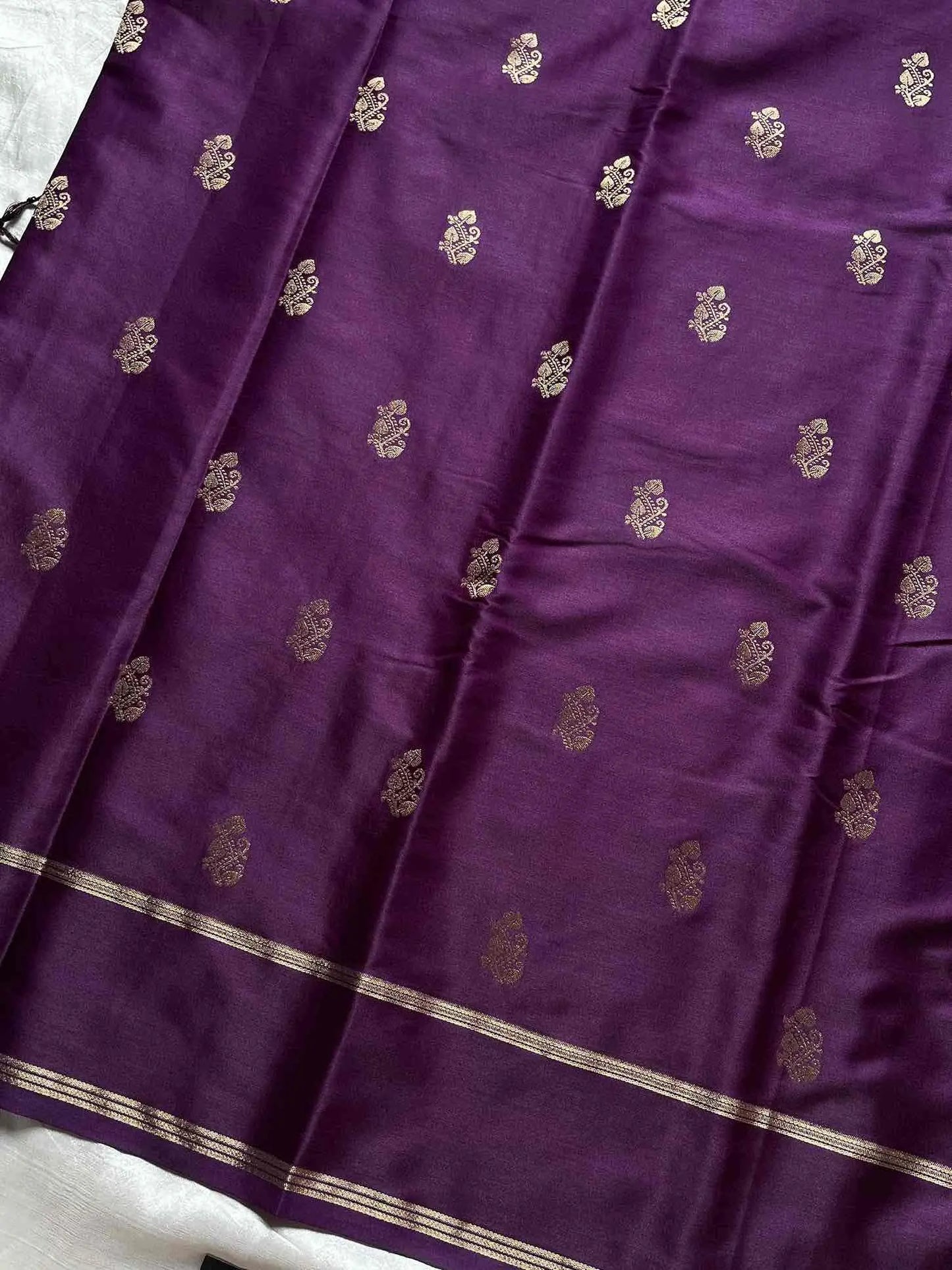 Crepe Silk Saree – Dark Berry Purple