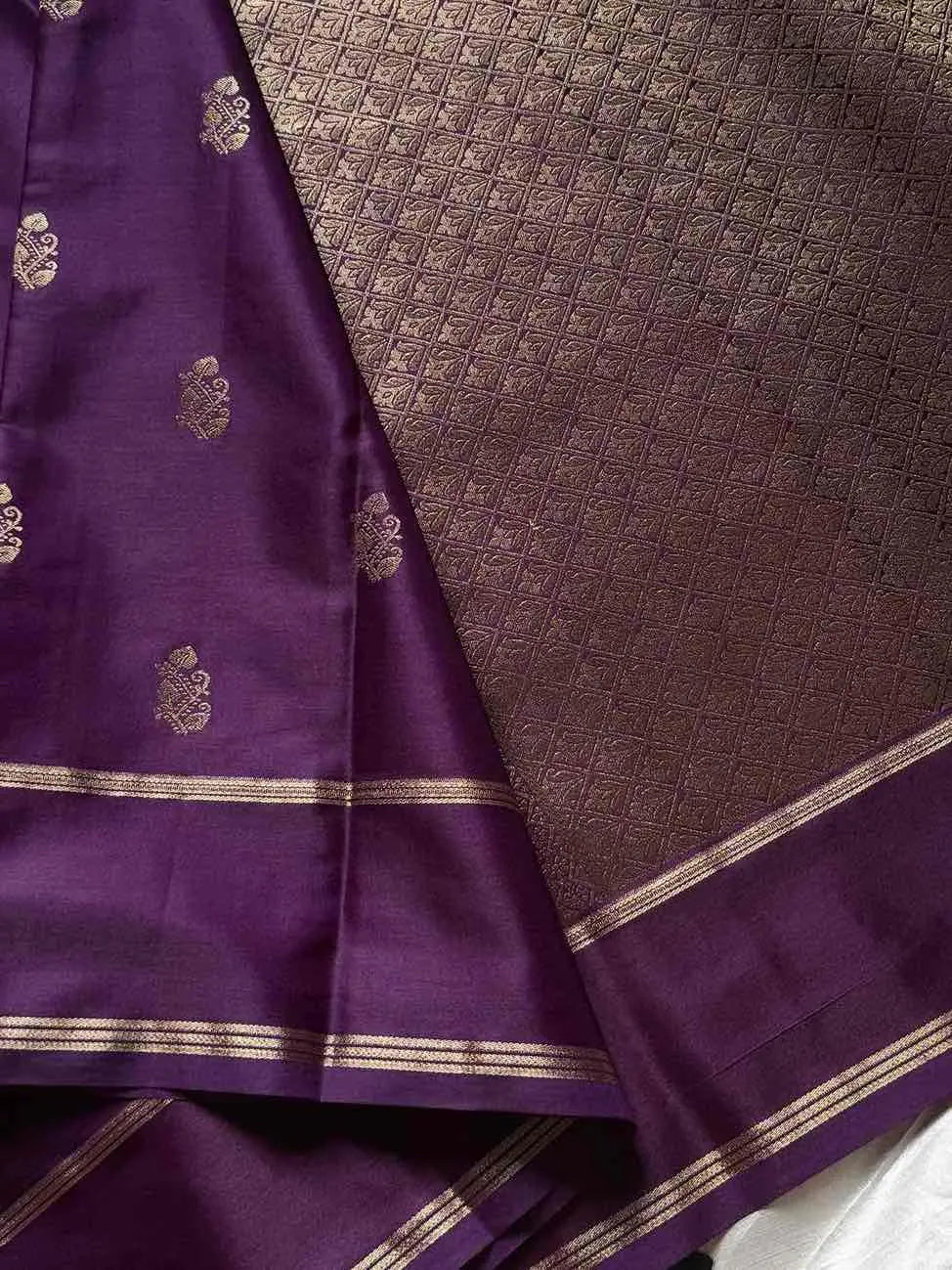 Crepe Silk Saree – Dark Berry Purple