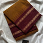 Mustard brown Chettinadu cotton saree with thread-woven korvai border and running blouse