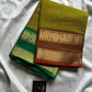 Green Chettinadu cotton saree with subtle weave and Ganga Jamuna border, 6 meters