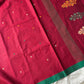 Maroon handloom Kanchi cotton saree with handwoven buttas, subtly woven pallu