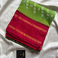 Green Atchu Kattu Sungudi cotton saree with pink border