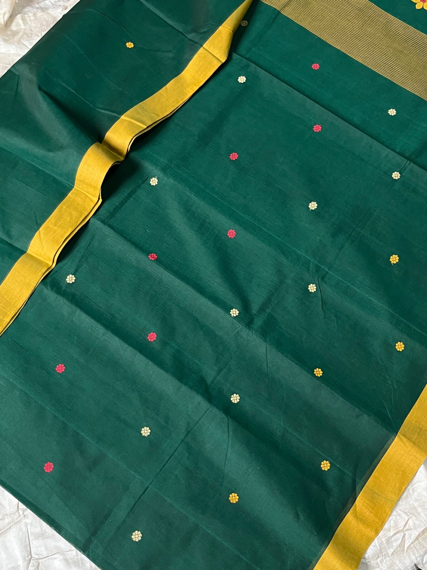 Handloom Kanchi Cotton Saree | Green