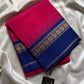Pink Chettinadu cotton saree with thread-woven korvai border and running blouse