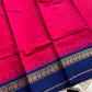 Pink Chettinadu cotton saree with thread-woven korvai border and running blouse
