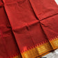 Mini Kattam maroon Chettinadu cotton saree with contrast border and running blouse, 6.3 meters, checked pattern