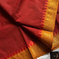 Mini Kattam maroon Chettinadu cotton saree with contrast border and running blouse, 6.3 meters, checked pattern