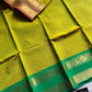 Green Chettinadu cotton saree with subtle weave and Ganga Jamuna border