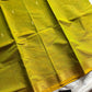 Yellowish green Chettinadu cotton saree with small golden zari border and zari motifs in body, 6 meters