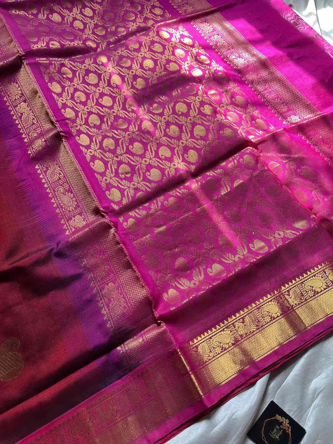 Maroon handloom Kanchi silk cotton saree – Pattu Nool Edit