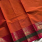 Orange Kanchi cotton saree with subtle golden zari border – House of Thansha