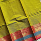 Green Kanchi cotton saree with subtle golden zari border – House of Thansha