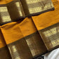 Yellow Kanchi cotton saree with subtle golden zari border – House of Thansha
