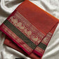 Orange Kanchi cotton saree with subtle golden zari border – House of Thansha