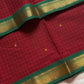 Maroon Kanchi cotton checked saree with contrast border - House of Thansha