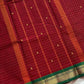 Maroon Kanchi cotton checked saree with contrast border - House of Thansha