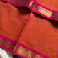 Kattam series - Orange Kanchi cotton checked saree with contrast border.