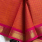 Kattam series - Orange Kanchi cotton checked saree with contrast border.
