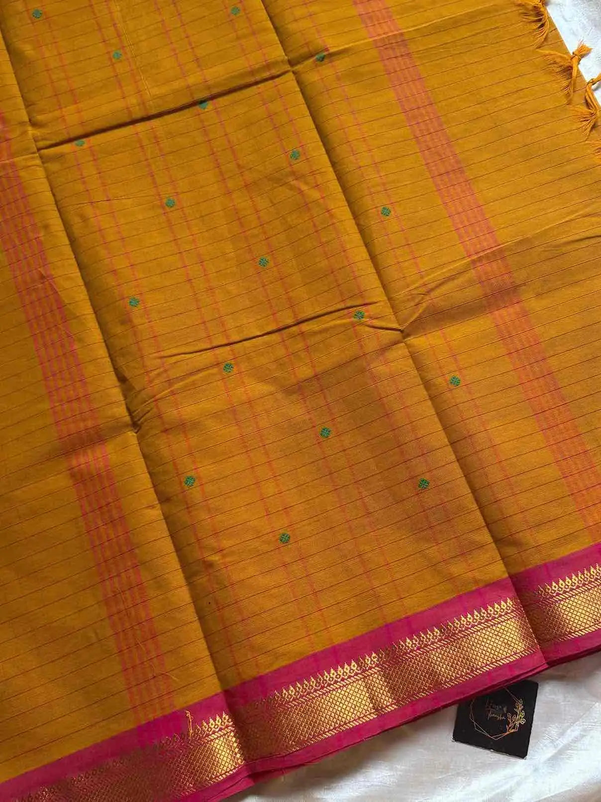 Kanchi Cotton Kattam Checks Saree – Yellow | Small Contrast Border | House of Thansha