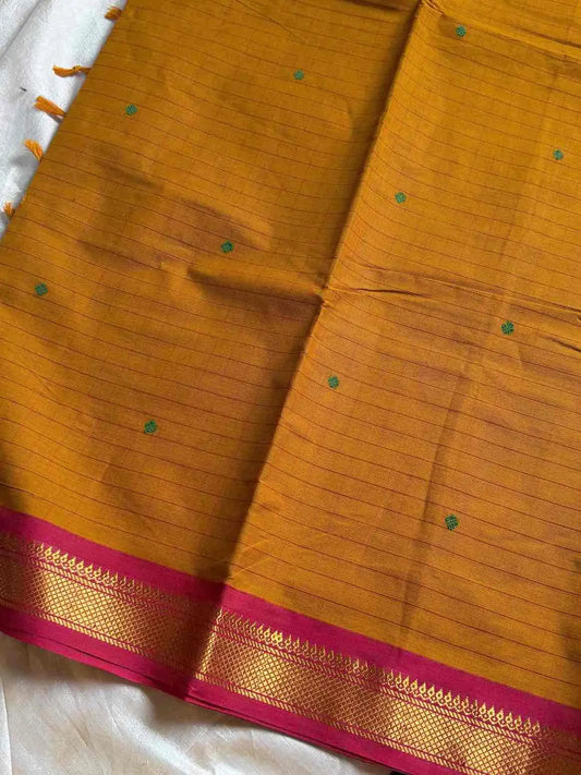 Kanchi Cotton Kattam Checks Saree – Yellow | Small Contrast Border | House of Thansha