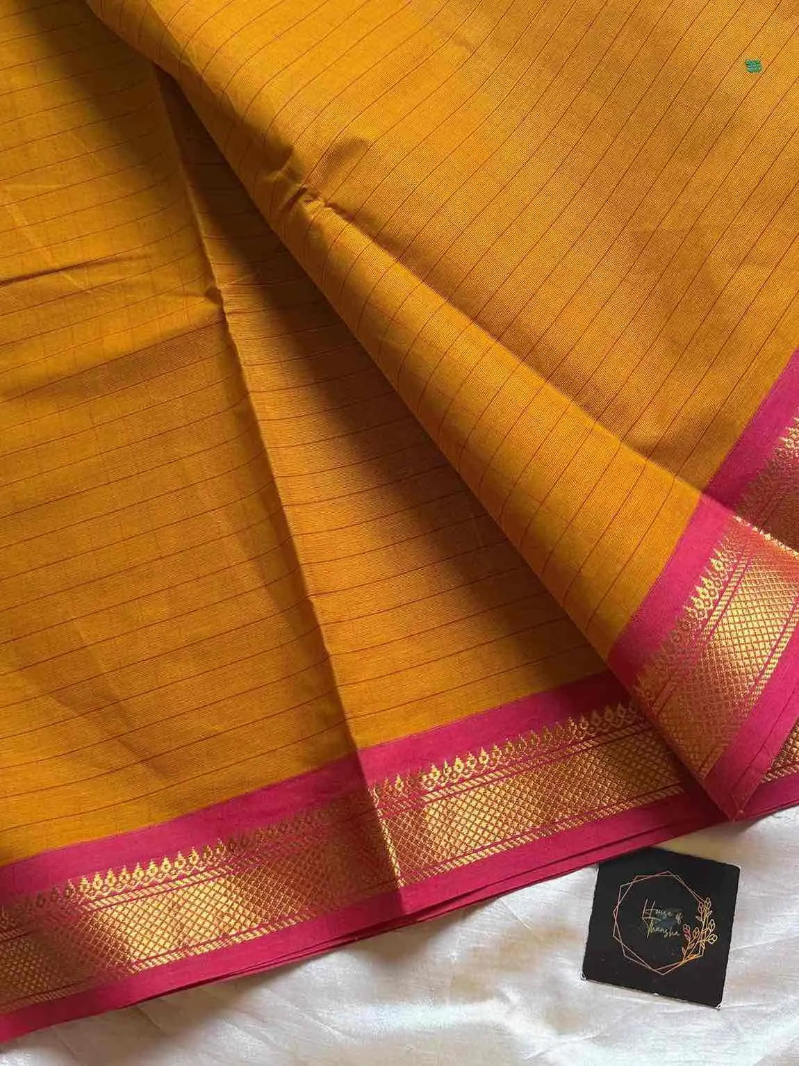 Kanchi Cotton Kattam Checks Saree – Yellow | Small Contrast Border | House of Thansha