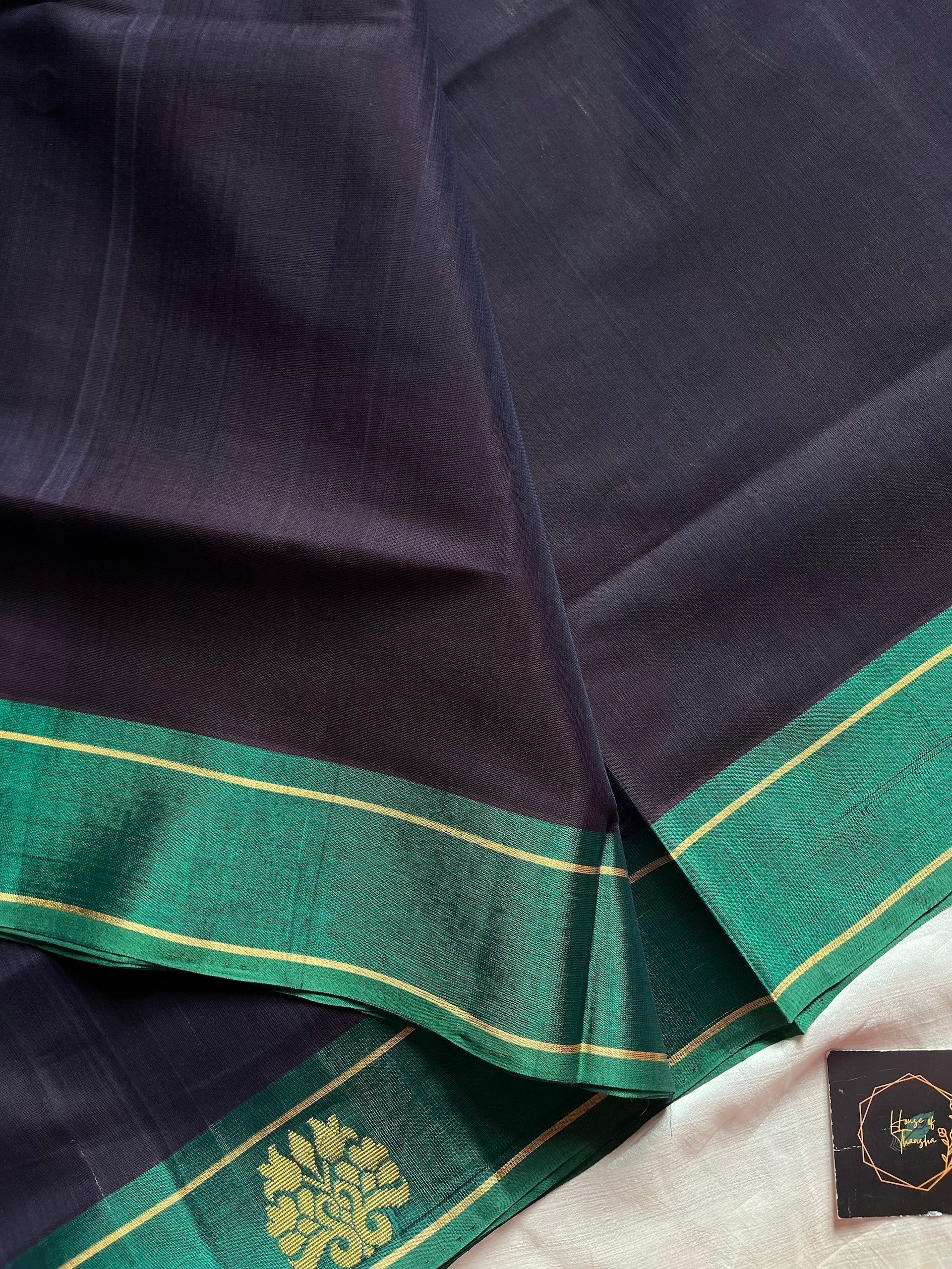 Devendra Vegan Weaves Blueish Purple Handloom Art Silk Saree with Contrast Border and Pallu | House of Thansha