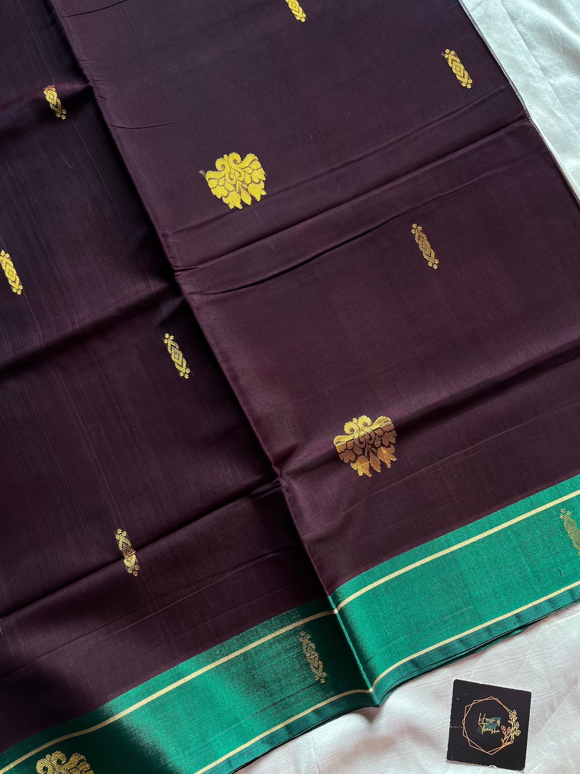 Devendra Vegan Weaves Coffee Brown Handloom Art Silk Saree with Contrast Border and Pallu | House of Thansha