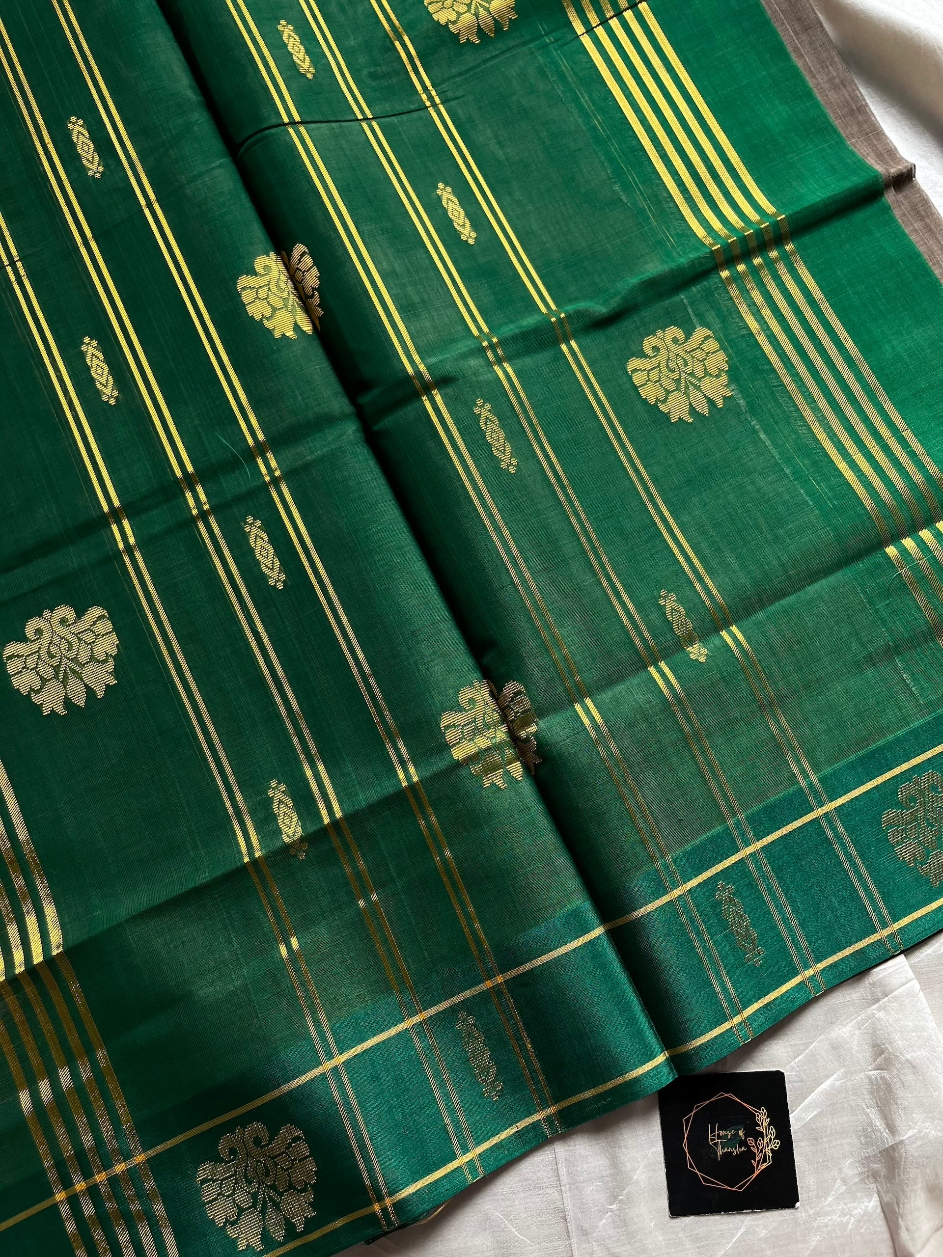 Devendra Vegan Weaves Metallic Grey Handloom Art Silk Saree with Contrast Border and Pallu | House of Thansha