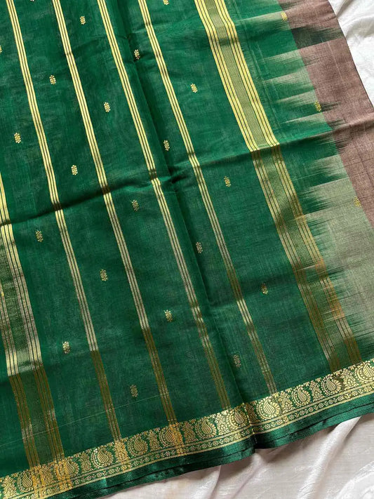 Vegan Weaves – Dusty Copper Grey Art Silk Saree (without blouse)