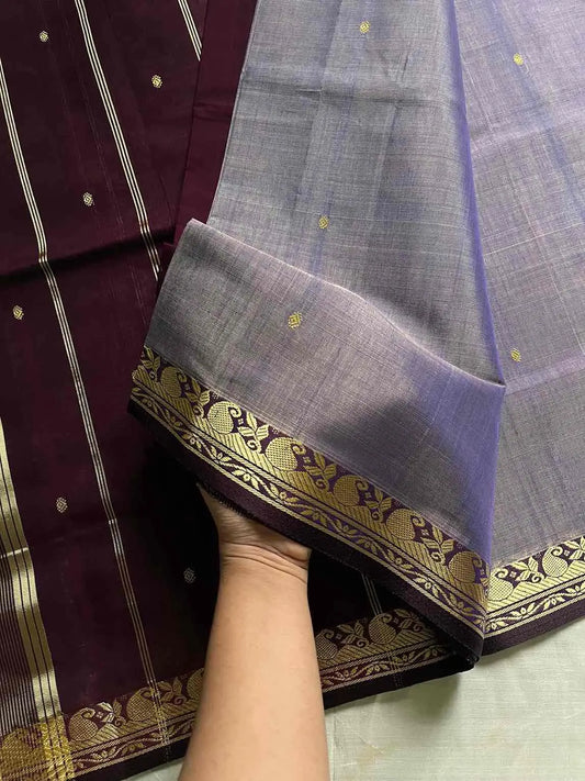 Vegan Weaves – Lavender Handloom Art Silk Saree