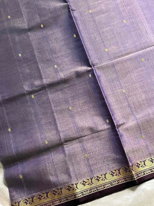 Vegan Weaves – Lavender Handloom Art Silk Saree