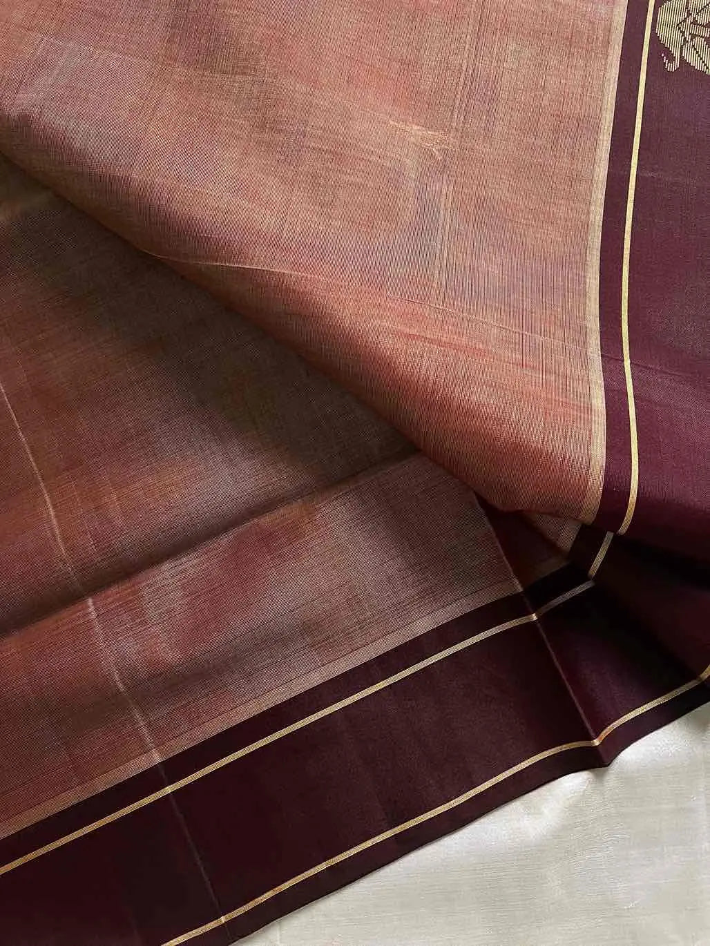 Vegan Weaves – Pastel brown Handloom Art Silk Saree