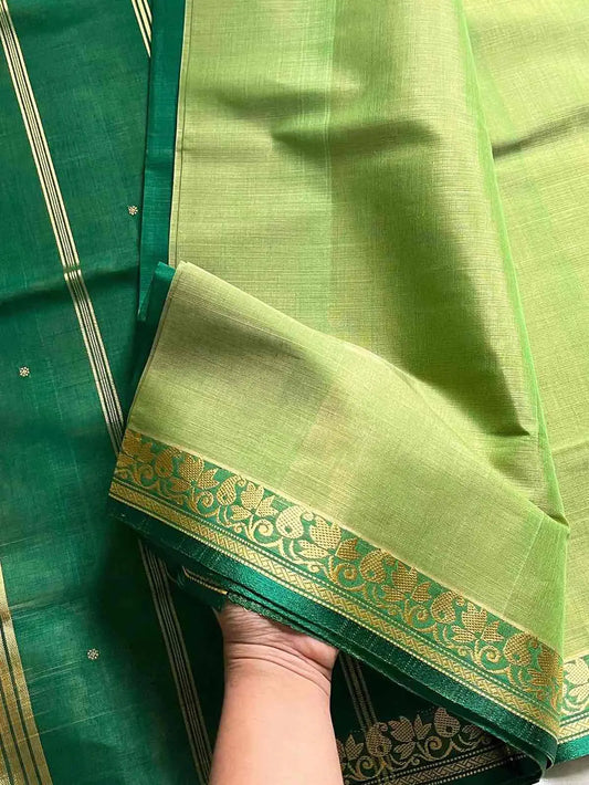 Vegan Weaves – Green Handloom Art Silk Saree