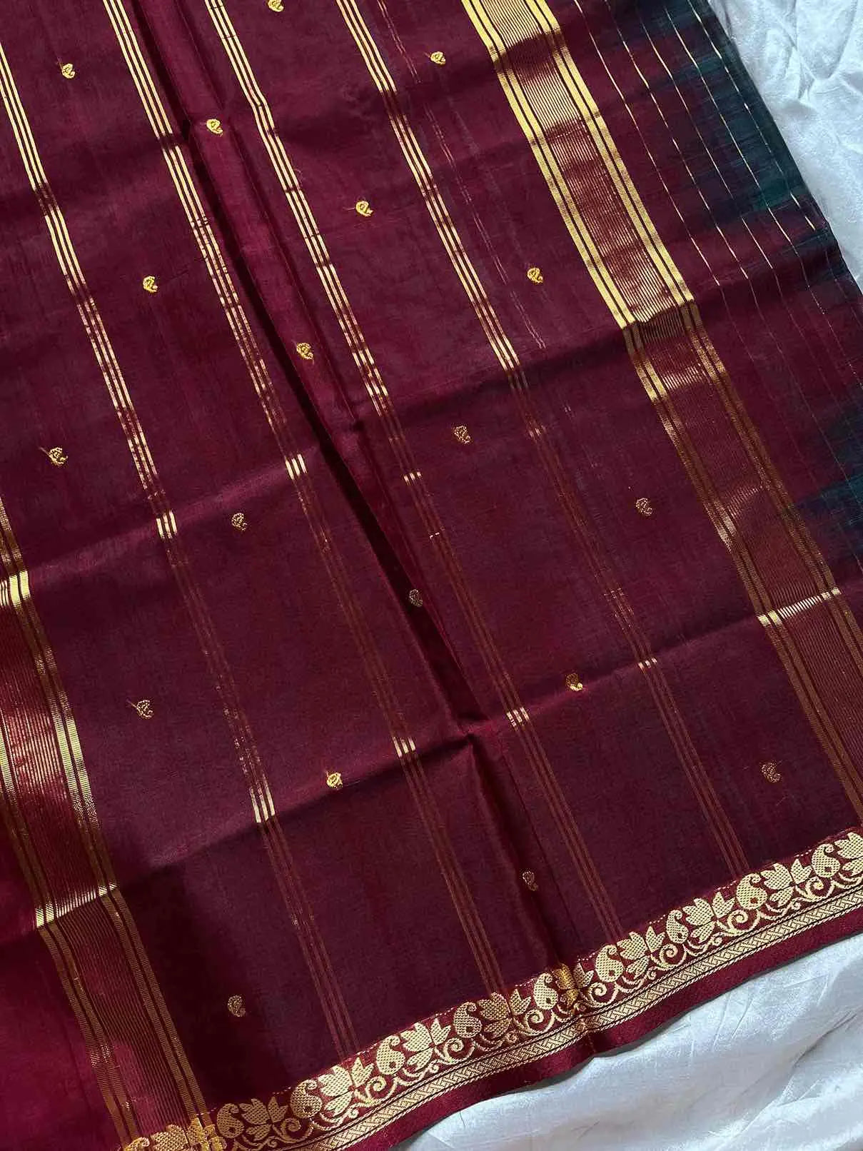 Vegan Weaves – Peacock green Handloom Art Silk Saree