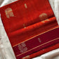 Vegan Silk Saree – Burnt Orange | Handloom Art Silk (Without Blouse)