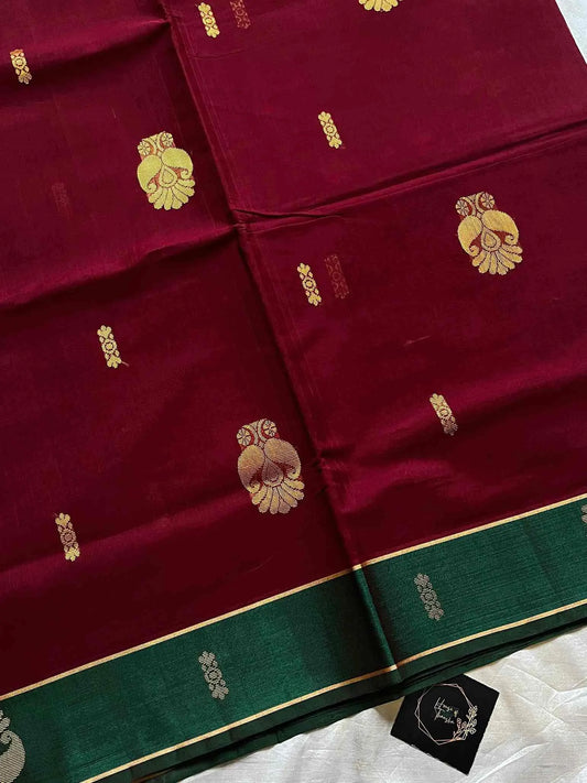 Vegan Weaves – Maroon Handloom Art Silk Saree