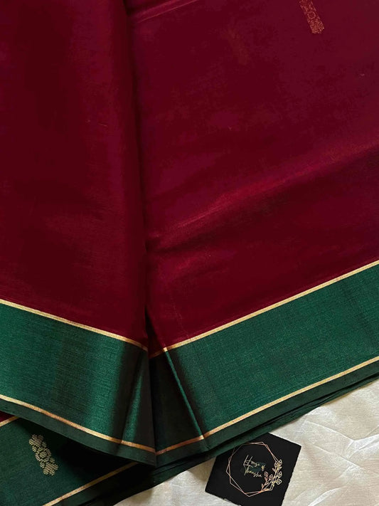 Vegan Weaves – Maroon Handloom Art Silk Saree