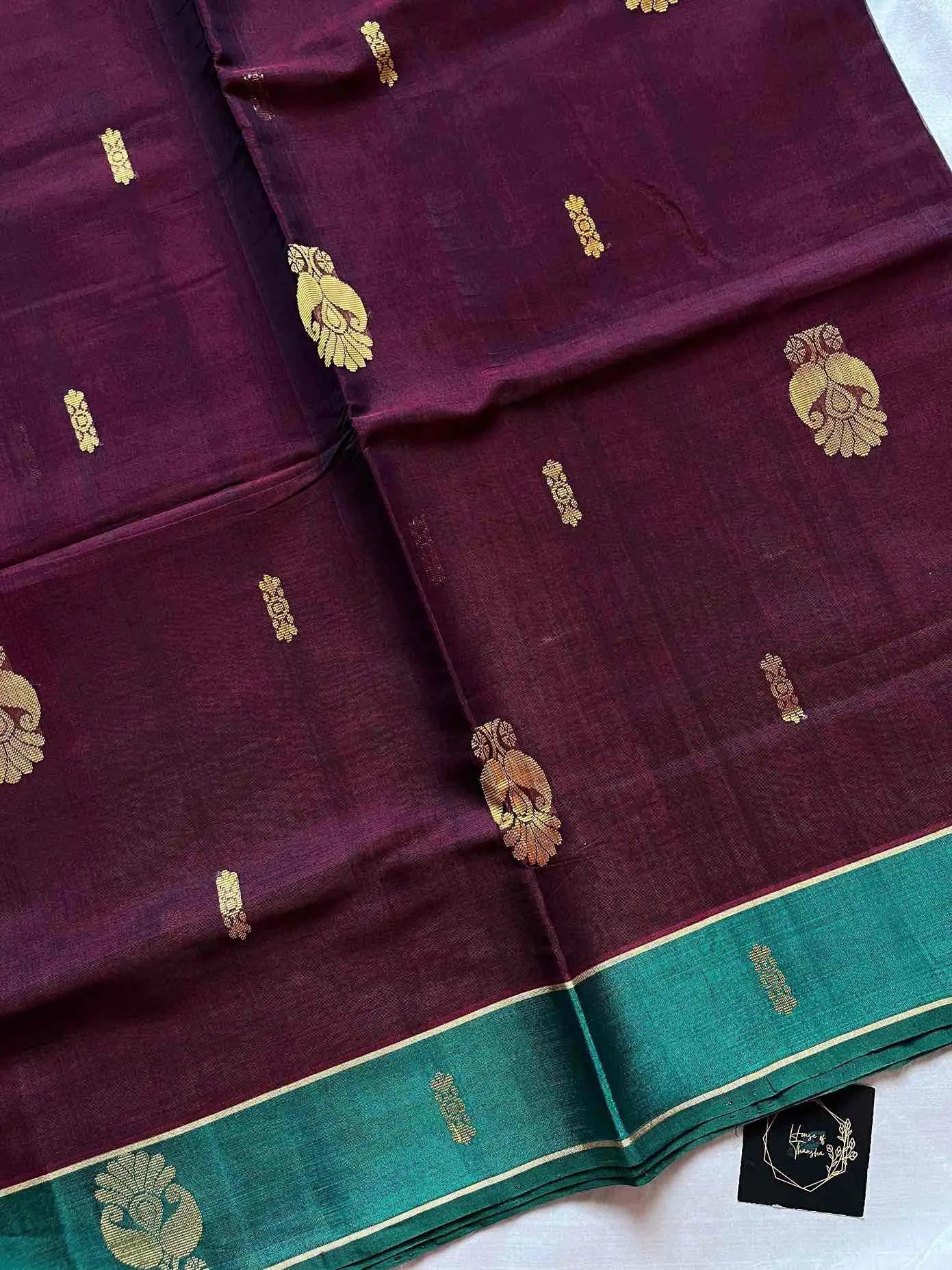 Vegan Silk Saree – Dark maroon | Handloom Art Silk