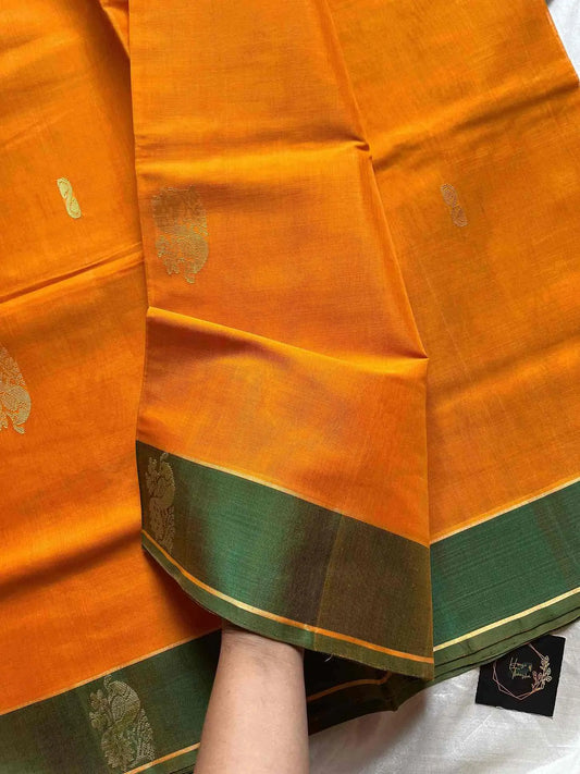 Vegan Silk Saree – Yellow | Handloom Art Silk