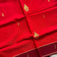 Vegan Silk Saree – Coral Red | Handloom Art Silk