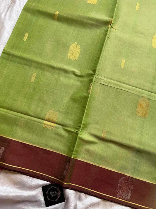 Vegan Weaves – Green Handloom Art Silk Saree