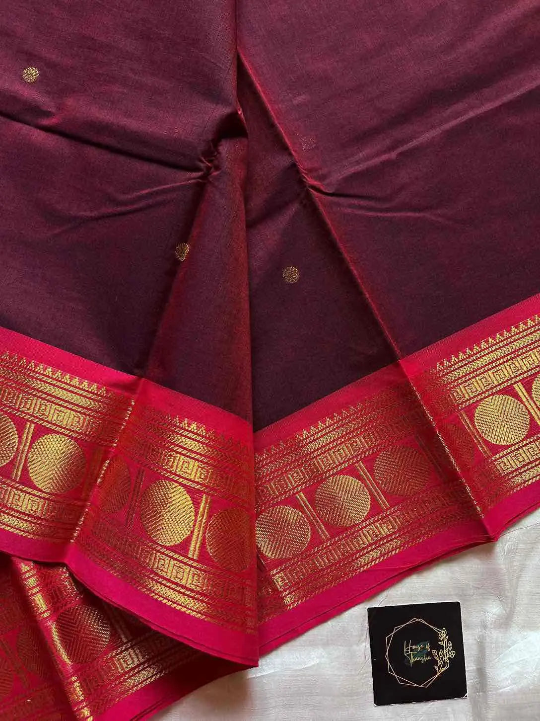 Vintage Loom Edit | Deep Maroon Kanchi Cotton Saree