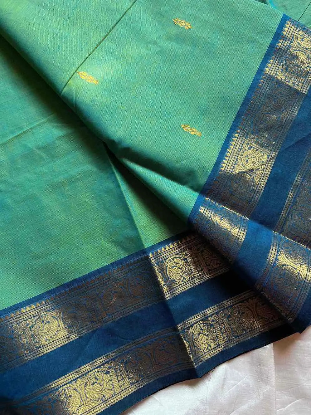 Vintage Loom Edit | Green X Blue Kanchi Cotton Saree
