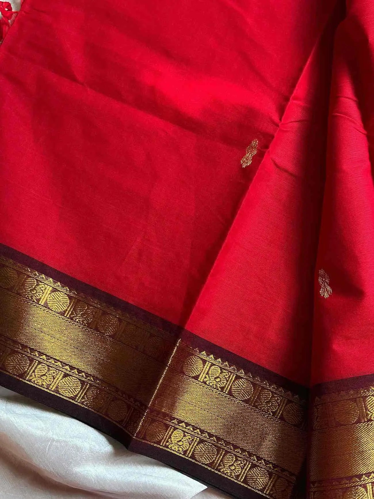 Vintage Loom Edit | Red Kanchi Cotton Saree