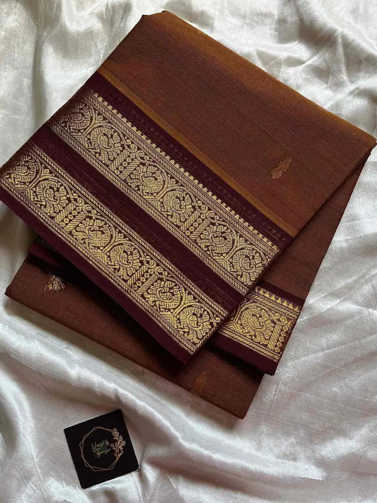 Vintage Loom Edit | Brown Kanchi Cotton Saree