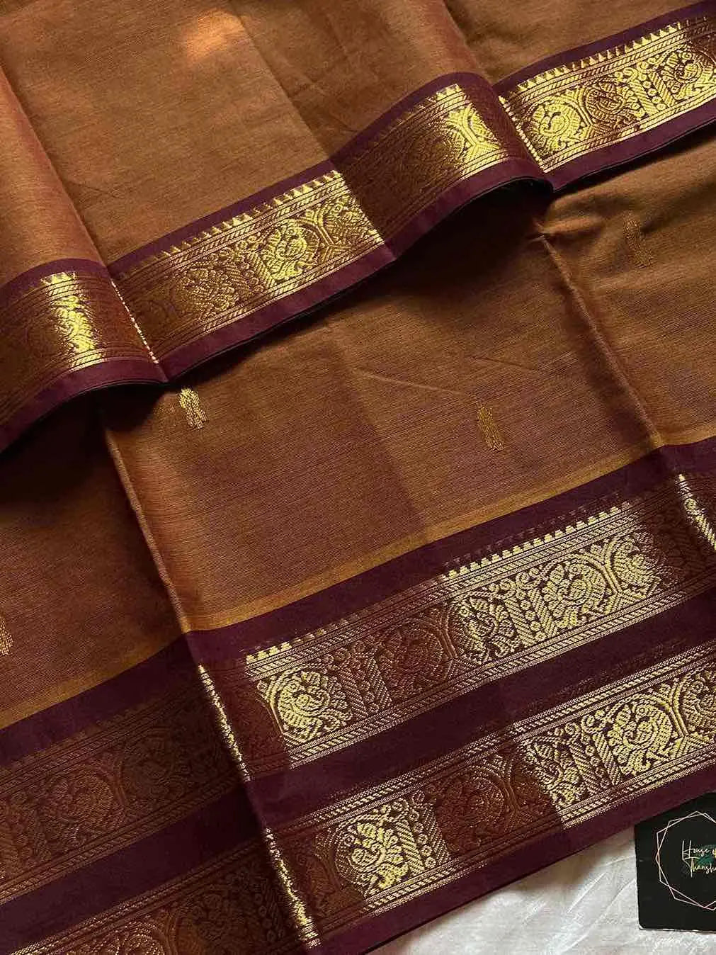 Vintage Loom Edit | Brown Kanchi Cotton Saree