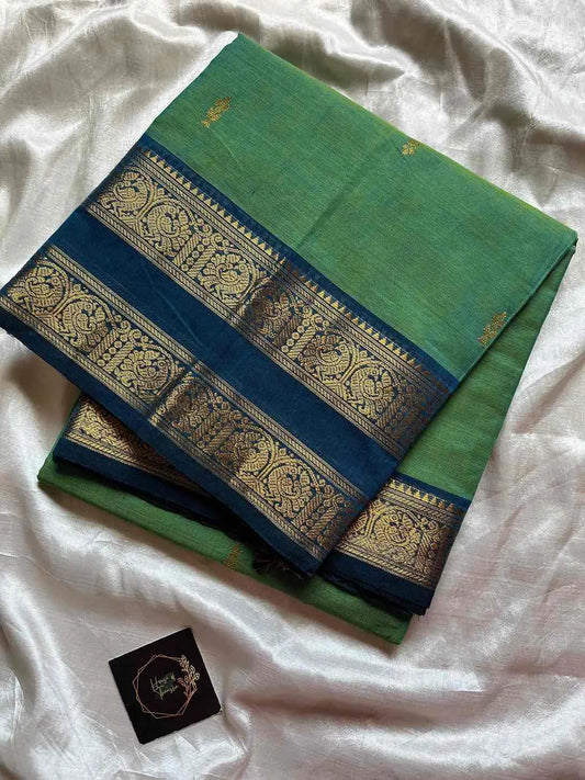 Vintage Loom Edit | Green X Blue Kanchi Cotton Saree